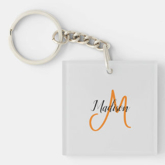 Monogrammed Modern Handwriting Name Initial Key Ring