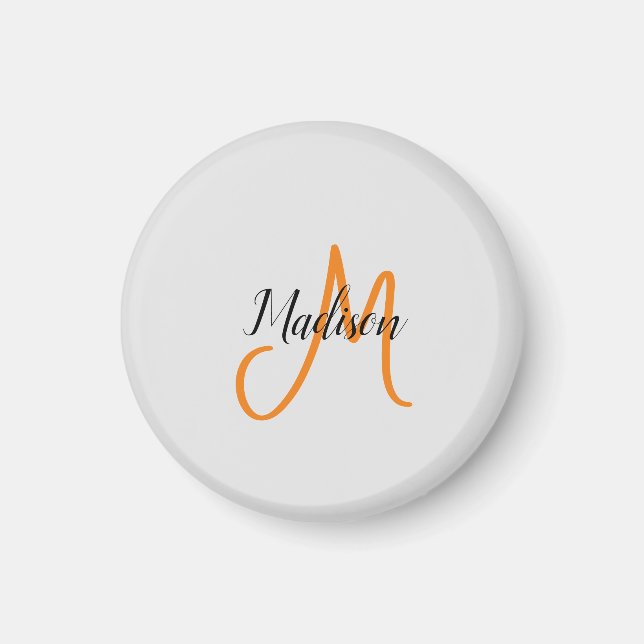 Monogrammed Modern Handwriting Name Initial Magnet (Front)