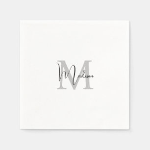 Monogrammed Modern Handwriting Name Initial Napkin