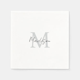 Monogrammed Modern Handwriting Name Initial Napkin