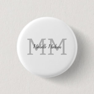Monogrammed Modern Handwriting Name Initials 3 Cm Round Badge