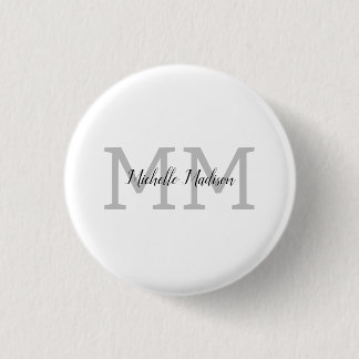 Monogrammed Modern Handwriting Name Initials 3 Cm Round Badge