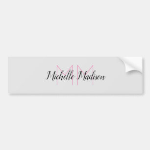 Monogrammed Modern Handwriting Name Initials Bumper Sticker