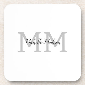 Monogrammed Modern Handwriting Name Initials Coaster
