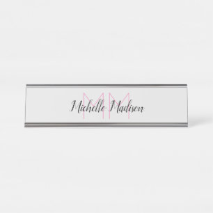 Monogrammed Modern Handwriting Name Initials Desk Name Plate