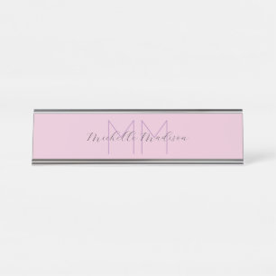 Monogrammed Modern Handwriting Name Initials Desk Name Plate
