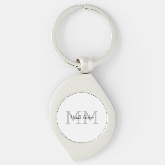 Monogrammed Modern Handwriting Name Initials Key Ring (Front)