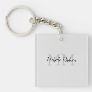 Monogrammed Modern Handwriting Name Initials Key Ring