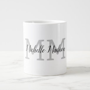 Monogrammed Modern Handwriting Name Initials Large Coffee Mug