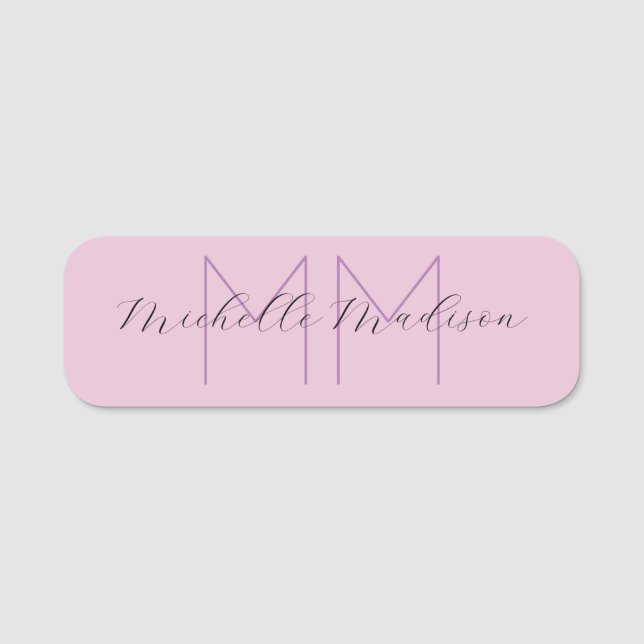 Monogrammed Modern Handwriting Name Initials Name Tag (Front)