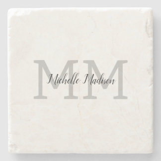 Monogrammed Modern Handwriting Name Initials Stone Coaster