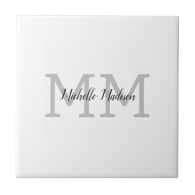 Monogrammed Modern Handwriting Name Initials Tile (Front)
