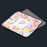 Monogrammed Modern Leaf Mosaic in Vibrant Pastels Laptop Sleeve<br><div class="desc">A gorgeous,  vibrant pastel personalised door mat with a leaf mosaic in shades of orange,  yellow,  teal and pink. Makes a wonderful gift.</div>