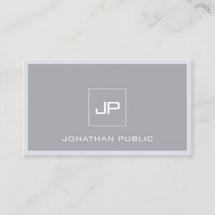 Monogrammed Modern Minimalist Elegant Grey Plain Business Card