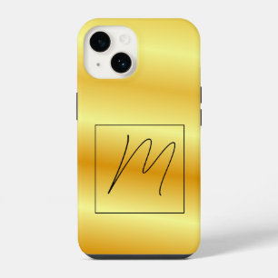 Monogrammed Modern Plain Initial Gold Colour iPhone 14 Case