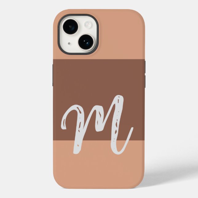 Monogrammed Modern Plain Initial Pastel Case-Mate iPhone Case (Back)