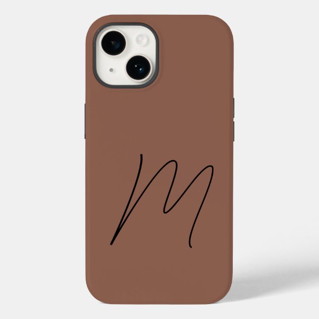 Monogrammed Modern Plain Initial Script Case-Mate iPhone Case (Back)