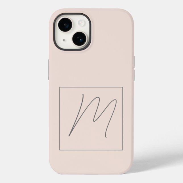 Monogrammed Modern Plain Initial Script Case-Mate iPhone Case (Back)