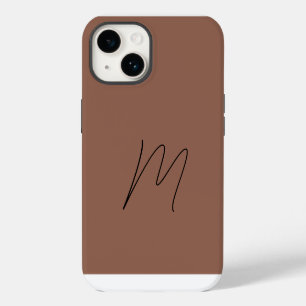 Monogrammed Modern Plain Initial Script iPhone 14 Case