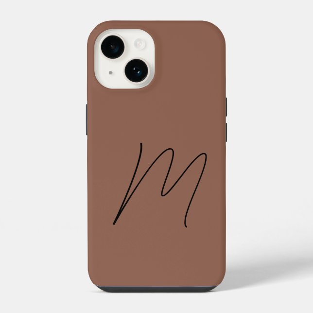 Monogrammed Modern Plain Initial Script iPhone Case (Back)