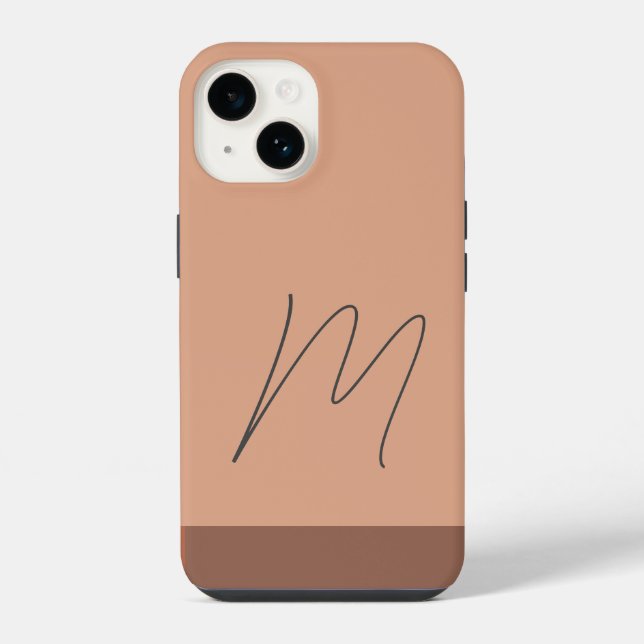 Monogrammed Modern Plain Initial Script iPhone Case (Back)
