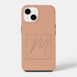Monogrammed Modern Plain Initial Script iPhone 14 Case