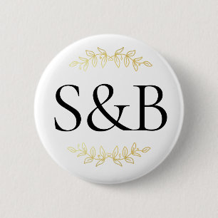 Monogrammed Modern Simple And Minimalist Wedding   6 Cm Round Badge