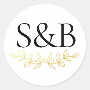 Monogrammed Modern Simple And Minimalist Wedding   Classic Round Sticker