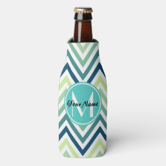 Monogrammed Modern Trendy Chevron Pattern Gifts Bottle Cooler