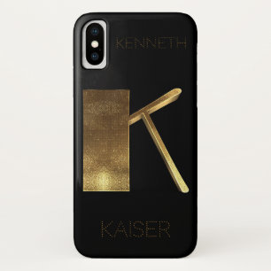Monogrammed Monogram Initial K Black Gold iPhone X Case