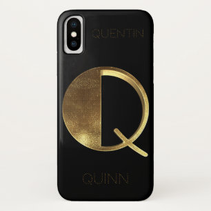 Monogrammed Monogram Initial Q Black Gold iPhone X Case