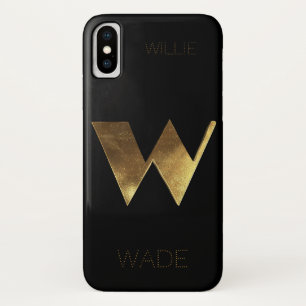 Monogrammed Monogram Initial W Black Gold iPhone X Case