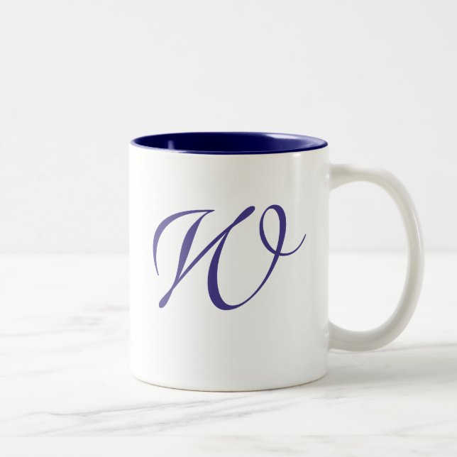Monogrammed Mug for Dark Blue Swirls Wedding Line (Right)