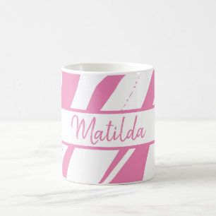 Monogrammed Mug Girly Pink & White Gift Coffee Cup