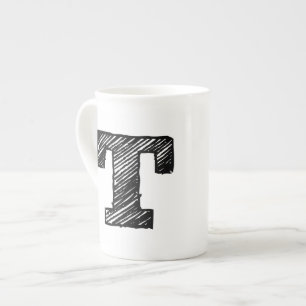 Monogrammed Mug: Letter "T" Bone China Mug