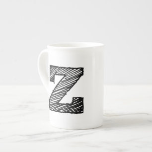 Monogrammed Mug: Letter "Z" Bone China Mug