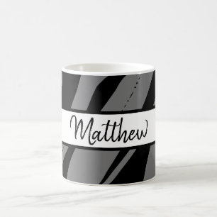Monogrammed Mug Zebra Grey Black & White Gift