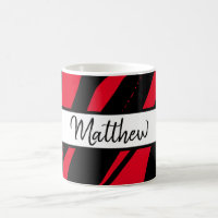 Monogrammed Mug Zebra Red Black & White Gift