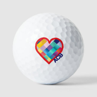 Monogrammed Multi Colour Heart Design Golf Balls