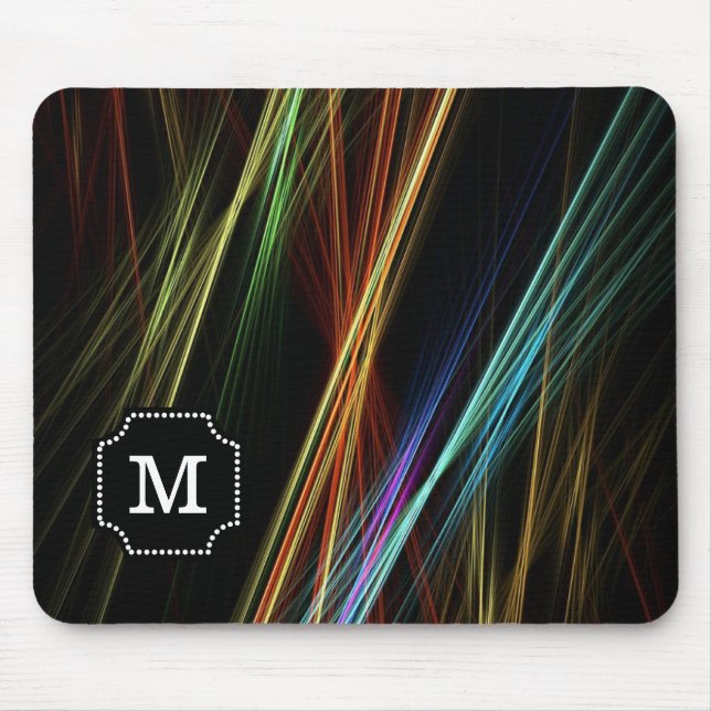 Monogrammed Multicolor Abstract lines Pattern Mouse Mat (Front)