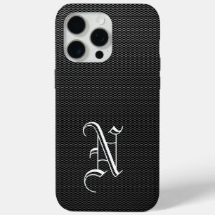 Monogrammed "N" Faux Carbon Fibre OtterBox iPhone 15 Pro Max Case