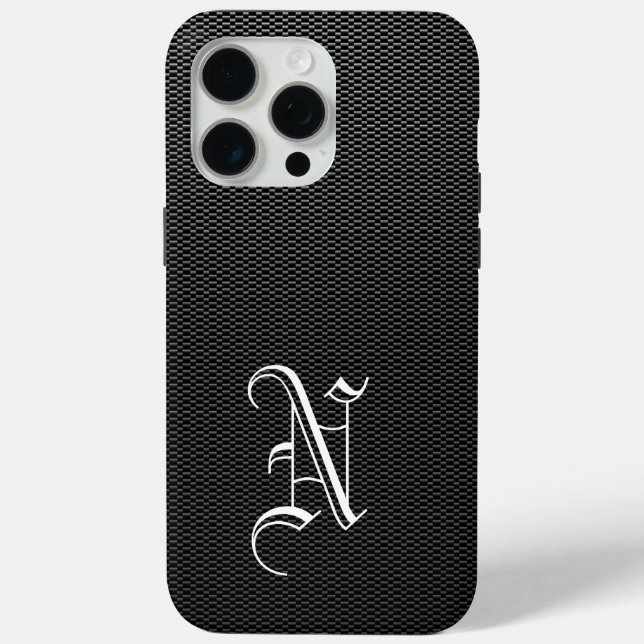 Monogrammed "N" Faux Carbon Fibre OtterBox Case-Mate iPhone Case (Back)