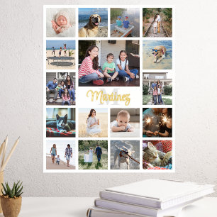 Monogrammed Name and Initial Modern Photo Collage Foil Prints