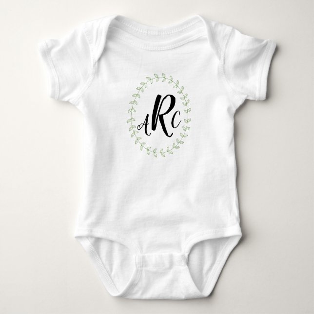 Monogrammed Name baby shower personalised Bodysuit (Front)