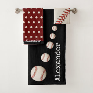 Monogrammed name baseball softball sports bath tow towel set