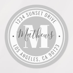 Monogrammed Name & Circular Text   Grey Waterproof