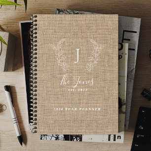 Monogrammed name custom family rustic 2026 planner
