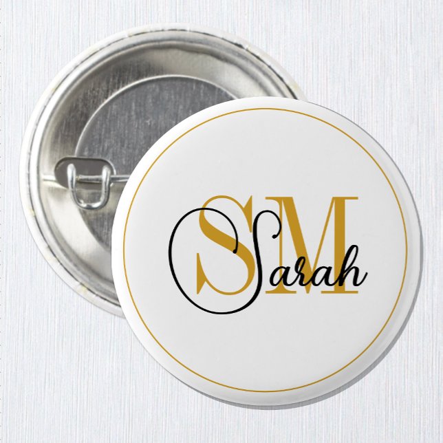 Monogrammed Name & Elegant Signature 3 Cm Round Badge (Creator Uploaded)