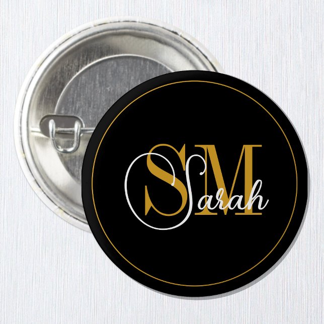 Monogrammed Name & Elegant Signature 3 Cm Round Badge (Creator Uploaded)