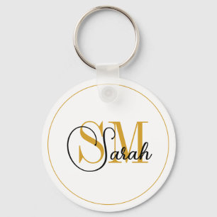 Monogrammed Name & Elegant Signature Key Ring